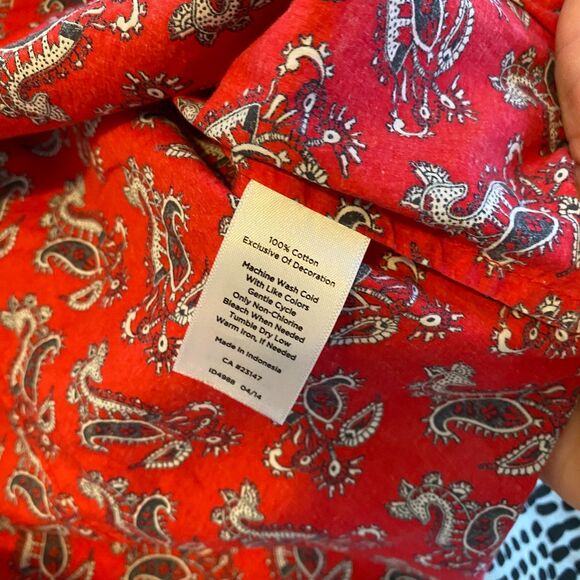 Talbots size 6 Paisley Patterned Americana Red Business Casual Button Down Shirt - Picture 4 of 11